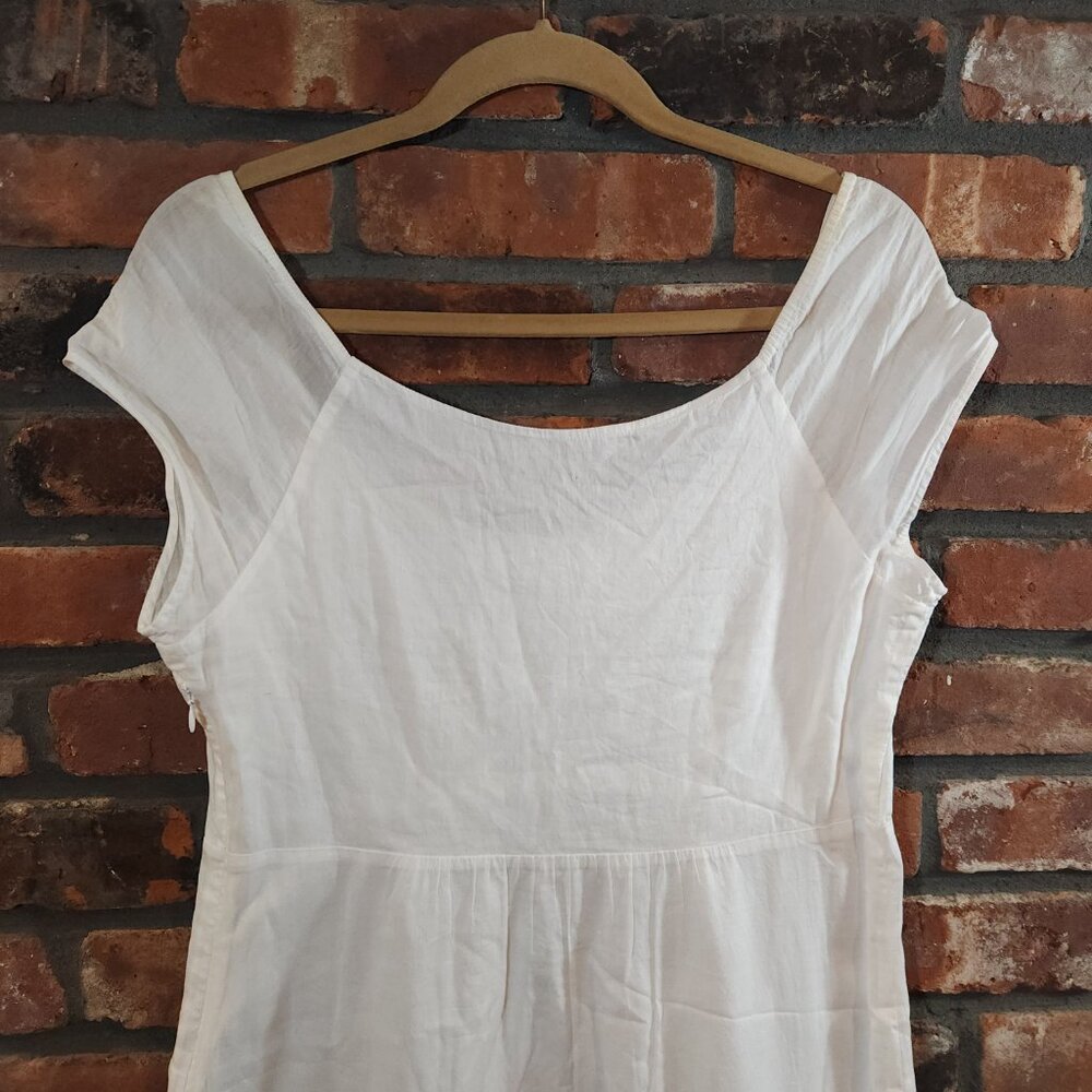 Theory Arella White Cap Sleeve Eyelet Midi Dress Cottagecore Feminine Women's 10 - Picture 5 of 6